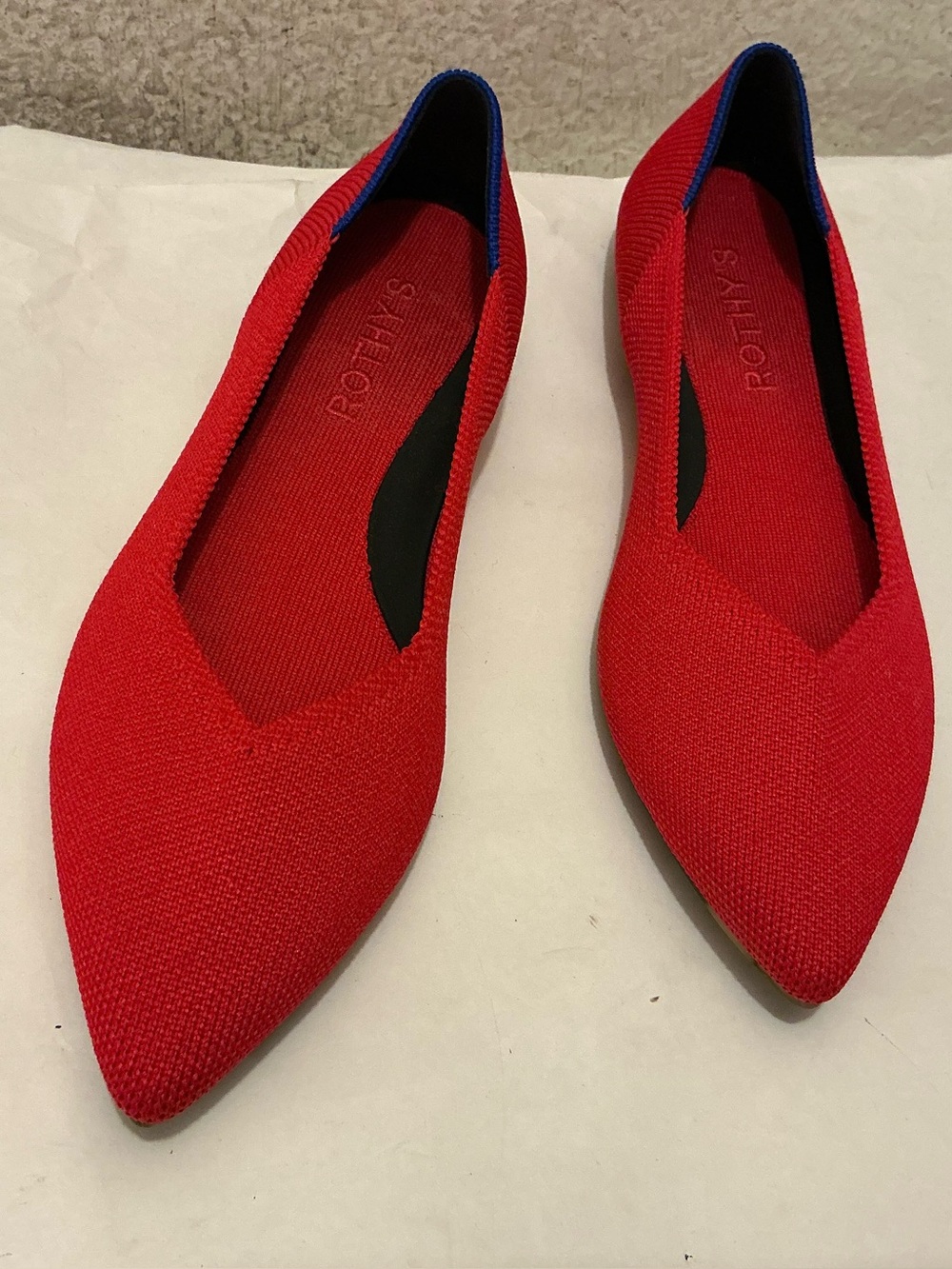 Rothy's Red Pointed Knit Flats women’s size 5